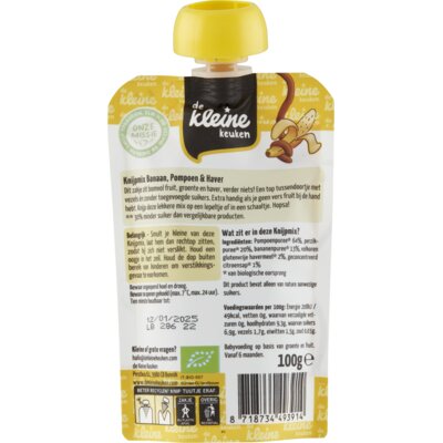 pdp-image-De Kleine Keuken Knijpmix banaan, pompoen & haver 6m+