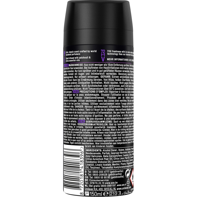 Een afbeelding van Axe Purple patchouli deodorant bodyspray
