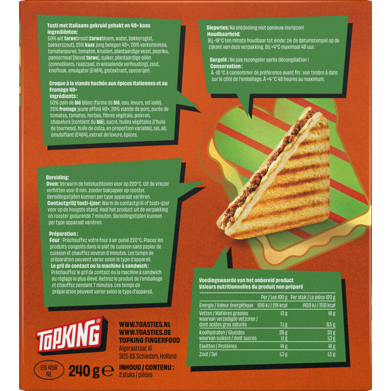 Een afbeelding van Topking Toasties bolognese