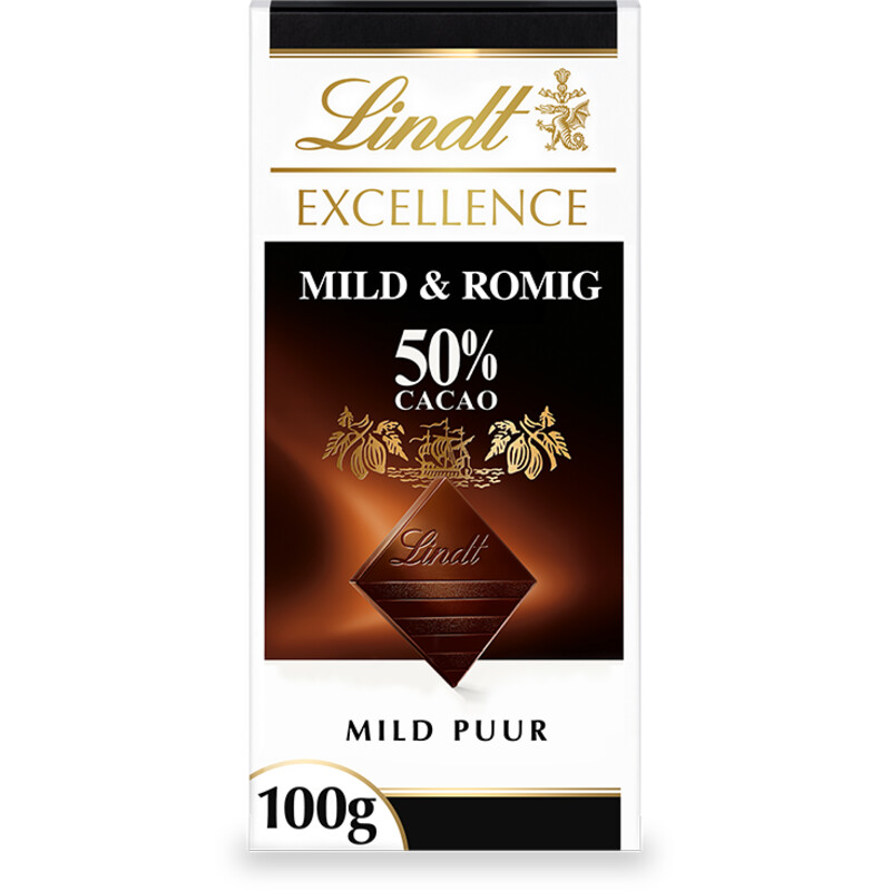 Een afbeelding van Lindt Excellence reep pure chocolade 50%