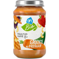 Een afbeelding van AH Biologisch Groenten met pasta en kip 8m+