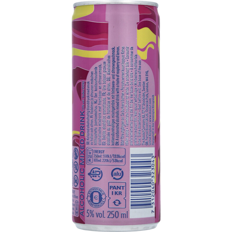 Een afbeelding van Absolut Raspberry lemonade