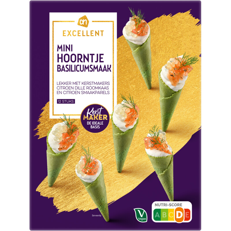 Een afbeelding van AH Excellent Mini hoorntje baslilicumsmaak
