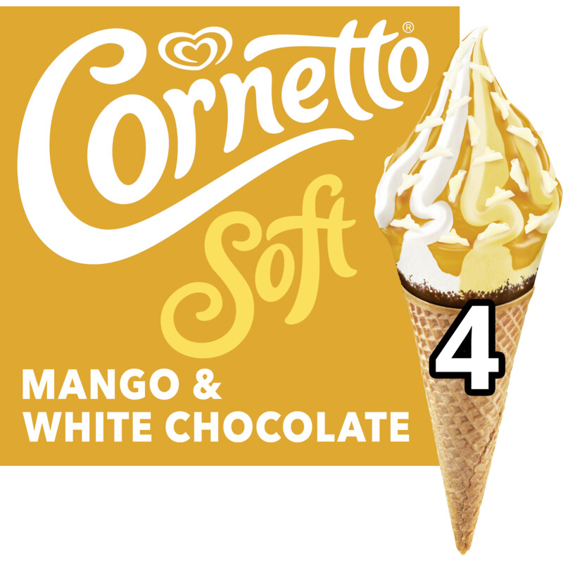 Een afbeelding van Ola Cornetto soft mango & white chocolate