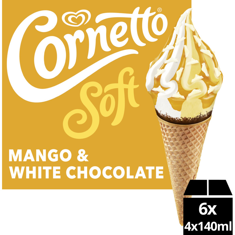 Een afbeelding van Ola Cornetto soft mango & white chocolate