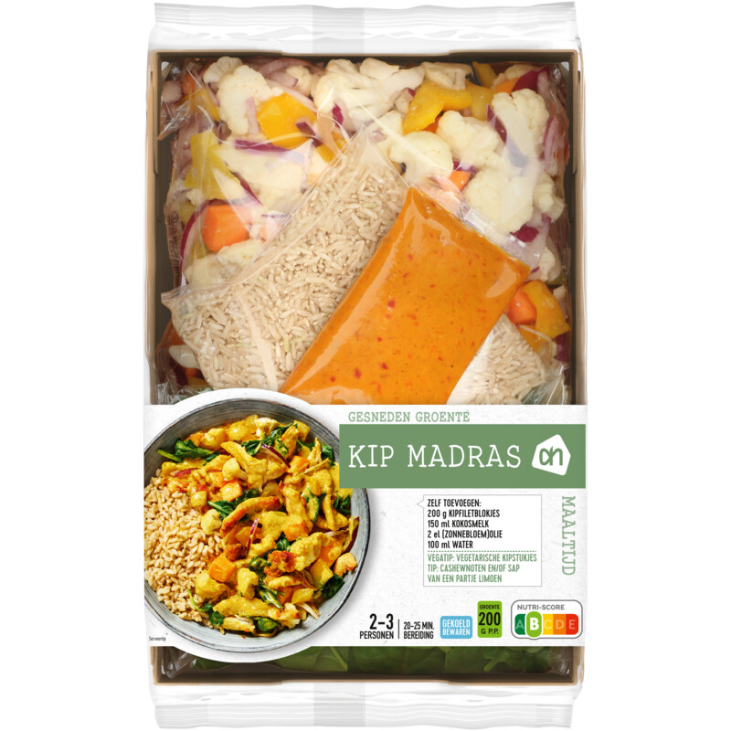 Een afbeelding van AH Gesneden verspakket kip madras