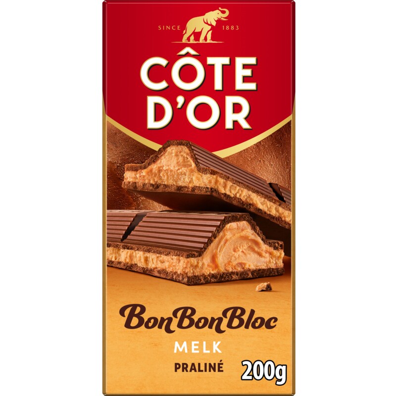 Een afbeelding van Côte d'Or BonBonBloc chocoladereep praliné melk