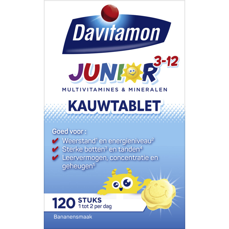 Een afbeelding van Davitamon Junior kauwtabletten banaan 3-12 jaar