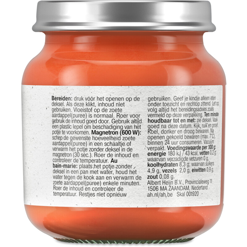 Een afbeelding van AH Biologisch Groentehapje zoete aardappel 4m+