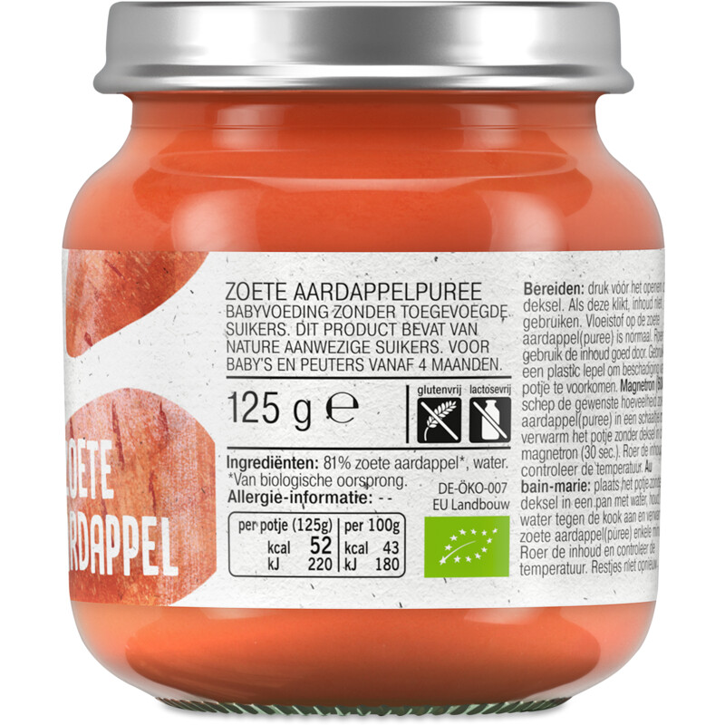 Een afbeelding van AH Biologisch Groentehapje zoete aardappel 4m+