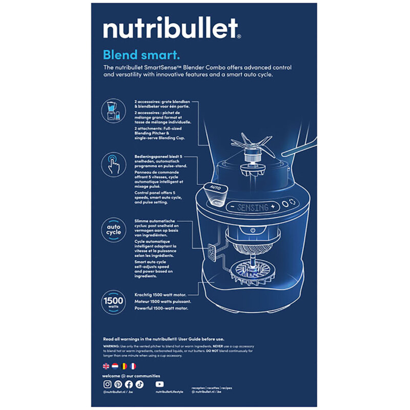 Een afbeelding van nutribullet Blender 1500 smart sense combo