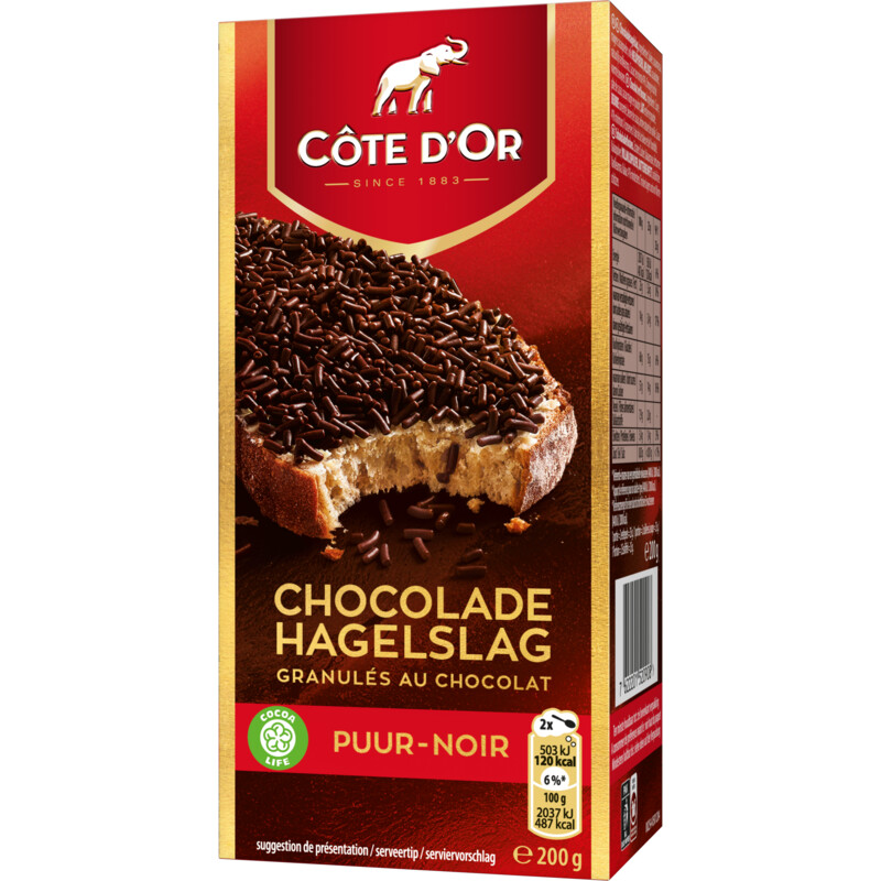 Een afbeelding van Côte d'Or Chocolade hagelslag puur
