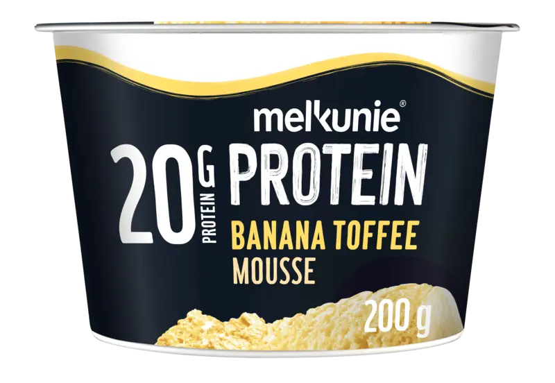 Protein banaan toffee-smaak mousse