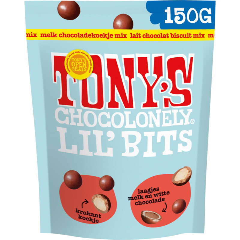 Een afbeelding van Tony's Chocolonely Lil'bits melk wit chocokoek