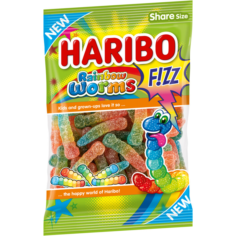 Een afbeelding van Haribo Rainbow worms f!zz zuur