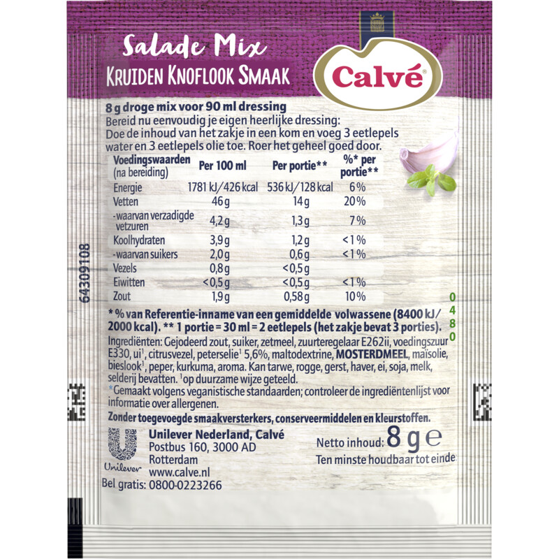 Een afbeelding van Calvé Salademix kruiden knoflook