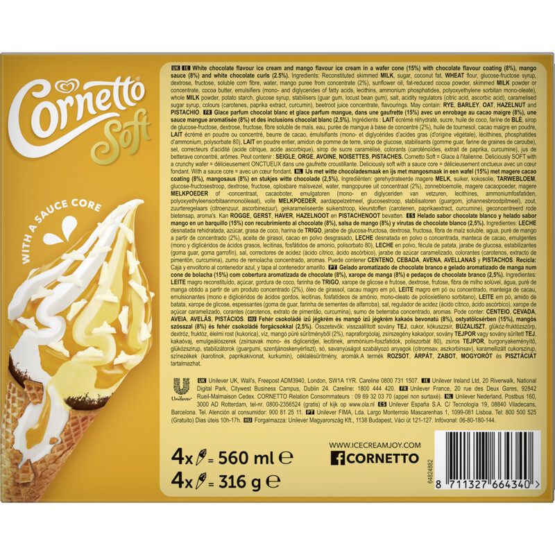 Een afbeelding van Ola Cornetto soft mango & white chocolate