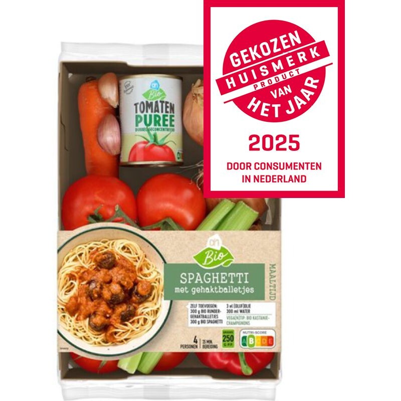 Een afbeelding van AH Biologisch Spaghetti gehaktballetjes verspakket