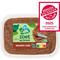 Een afbeelding van AH Terra Plantaardig zoet op brood amandel rozijn