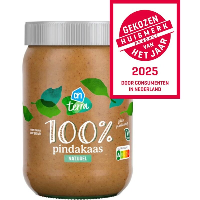 Een afbeelding van AH Terra Plantaardig 100% pindakaas naturel