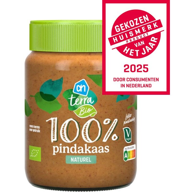 Een afbeelding van AH Terra Plantaardig biologisch 100% pindakaas