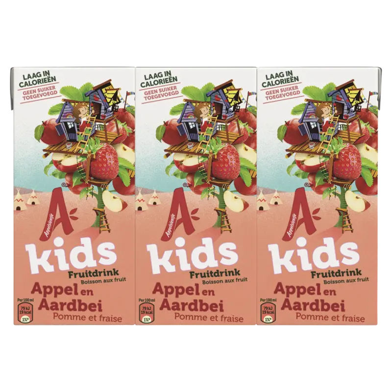 Kids fruitdrink appel en aardbei 6-pack