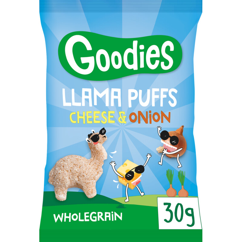 Een afbeelding van Goodies Snack llama puffs cheese & onion 3+ jaar