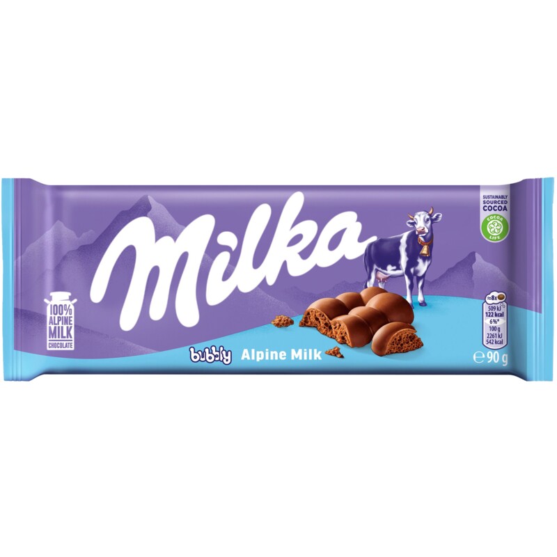 Een afbeelding van Milka Chocoladereep bubbly alpenmelk
