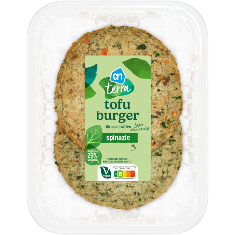 Een afbeelding van AH Terra Tofu burger spinazie