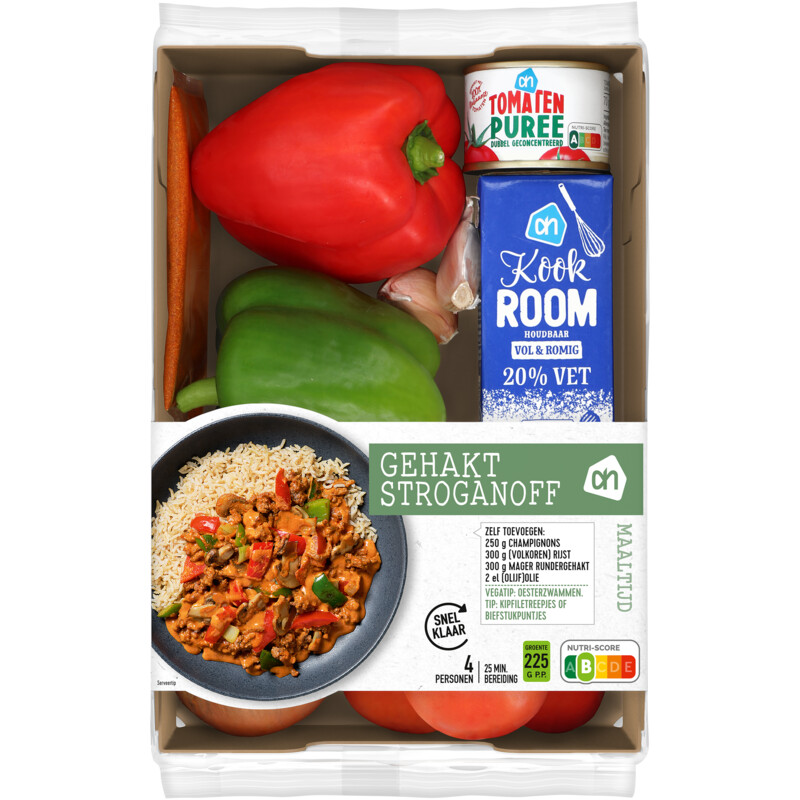 Een afbeelding van AH Gehakt stroganoff verspakket
