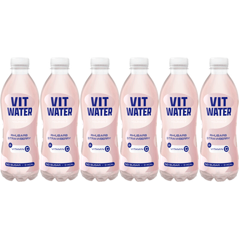 Een afbeelding van Vitwater Rhubarb strawberry 6-pack