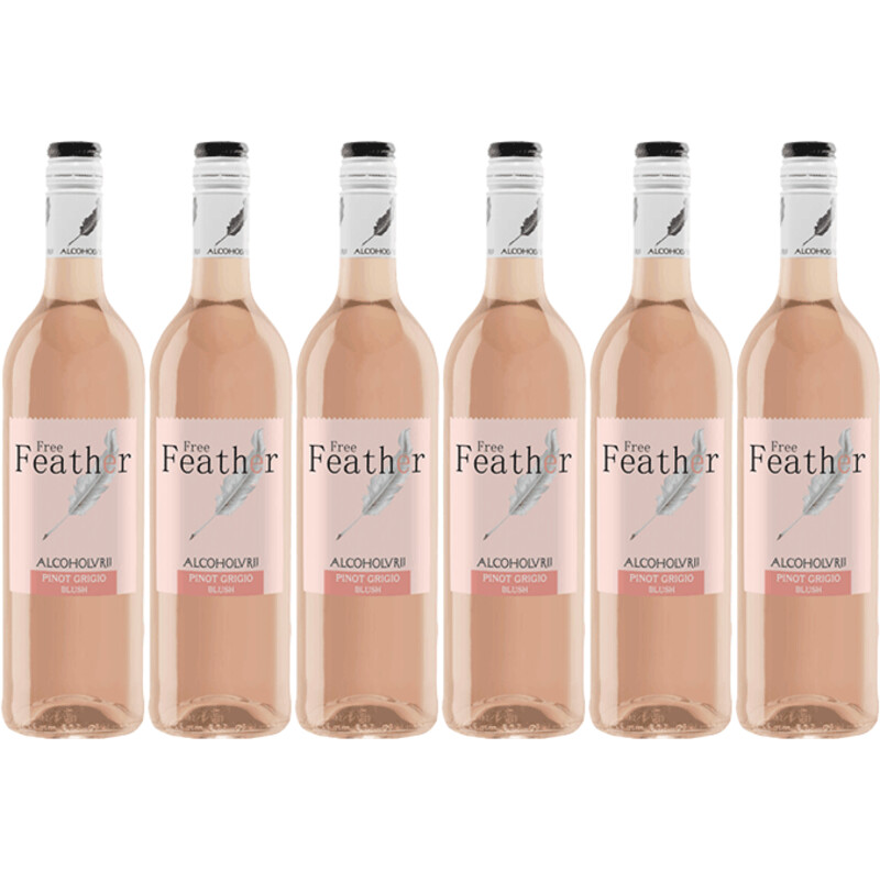 Een afbeelding van Free Feather Rosé alcoholvrij 6-pack