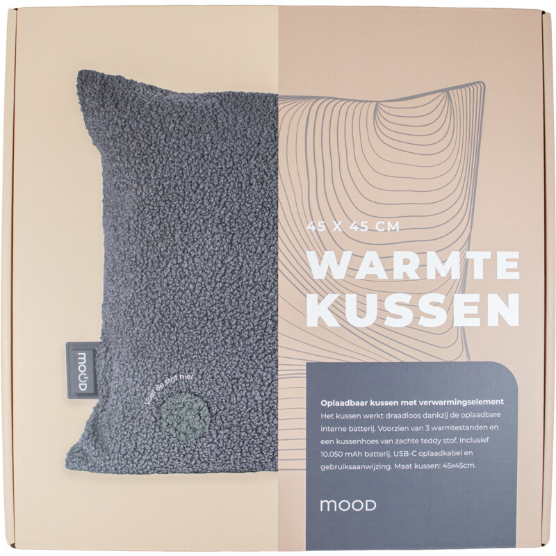 Een afbeelding van MOOD Warmtekussen vierkant teddy grijs