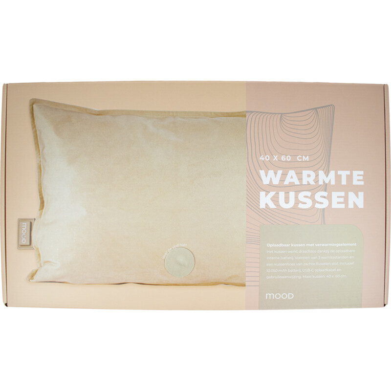 Een afbeelding van MOOD Warmtekussen rechthoekig velours beige