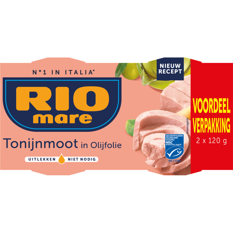 Een afbeelding van Rio Mare Tonijnmoot in olijfolie 2-pack