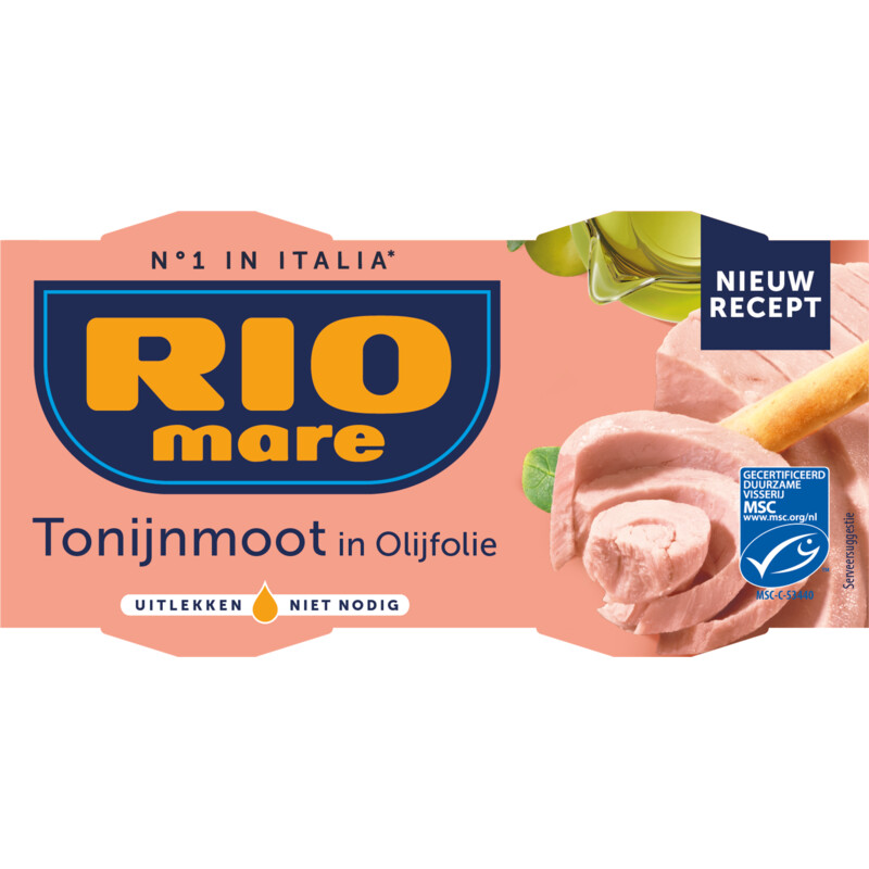 Een afbeelding van Rio Mare Tonijnmoot in olijfolie 2-pack
