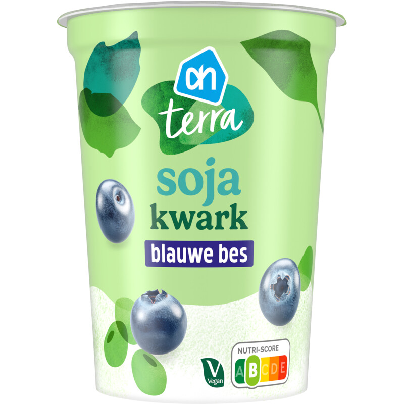 Een afbeelding van AH Terra Plantaardig soja kwark blauwe bes