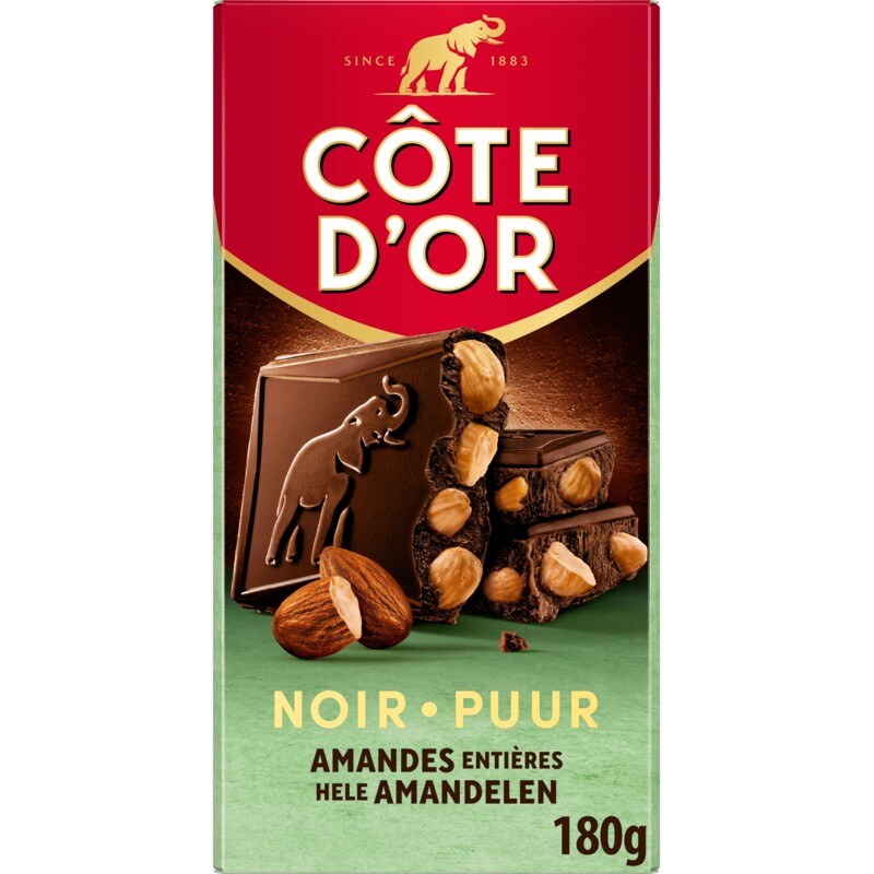 Een afbeelding van Côte d'Or Chocoladereep puur met hele amandelen
