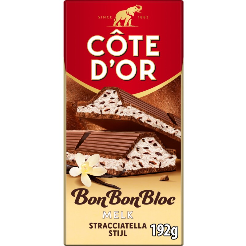 Een afbeelding van Côte d'Or BonBonBloc chocoladereep vanille cacao