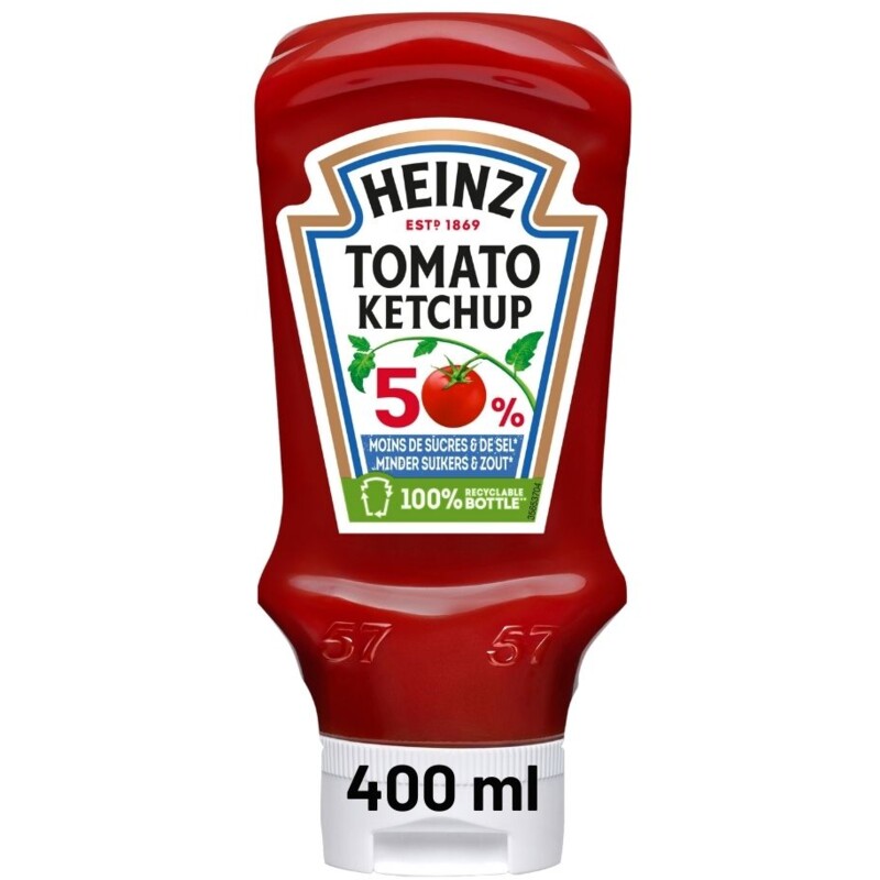 Een afbeelding van Heinz Tomato ketchup 50% minder suikers & zout