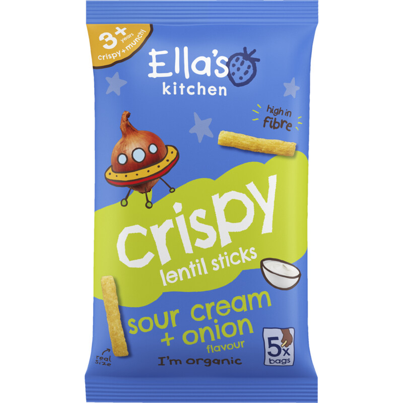 Een afbeelding van Ella's kitchen Crispy sticks sour cream + onion 3 jaar+