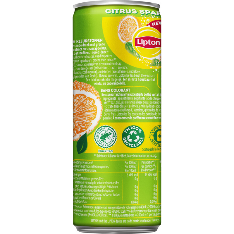 Een afbeelding van Lipton Ice tea green citrus sparkling no sugar
