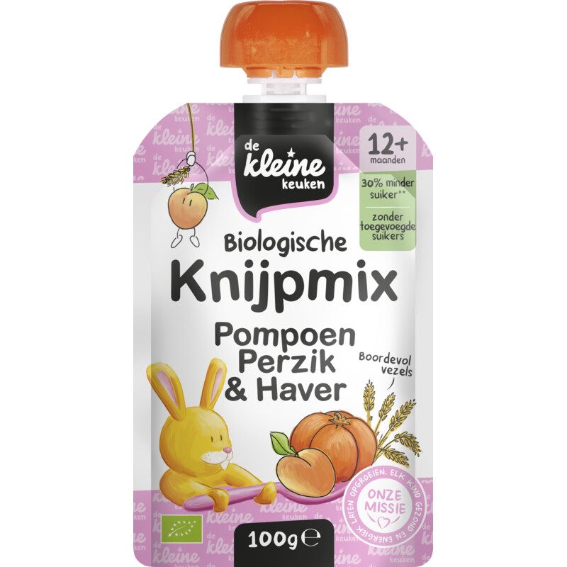Een afbeelding van De Kleine Keuken Knijpmix pompoen perzik & haver 12m+