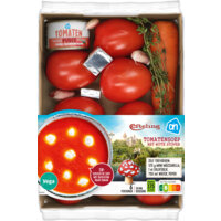 Een afbeelding van AH Tomatensoep met witte stippen verspakket