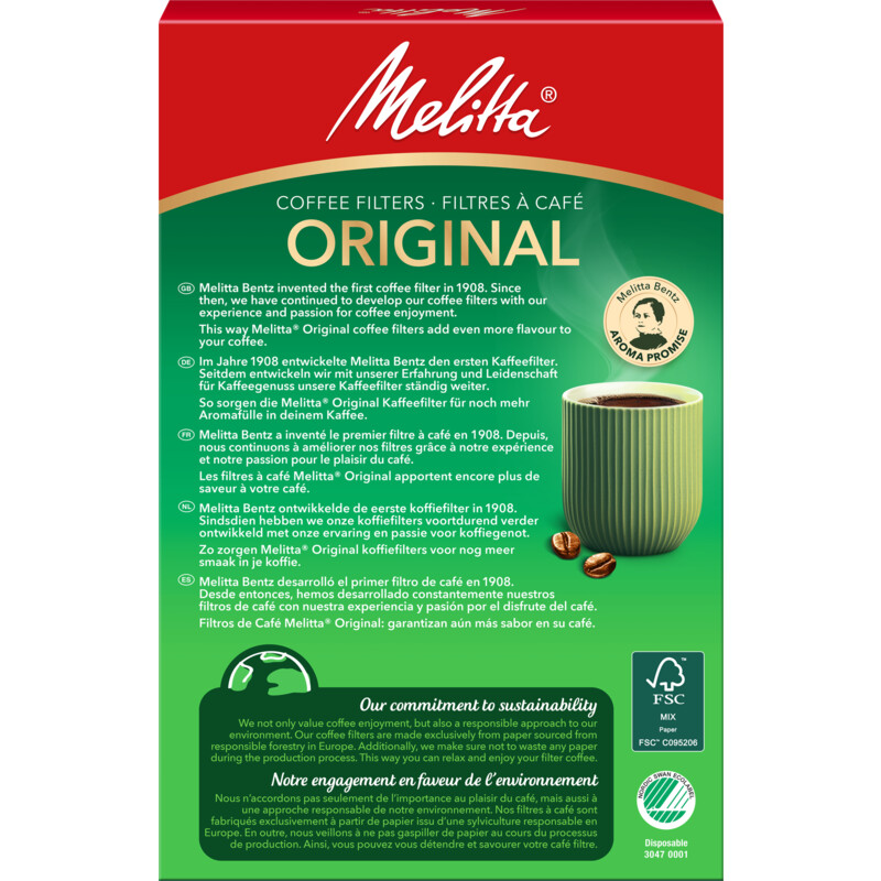 Een afbeelding van Melitta Original koffiefilters 1x4 bruin