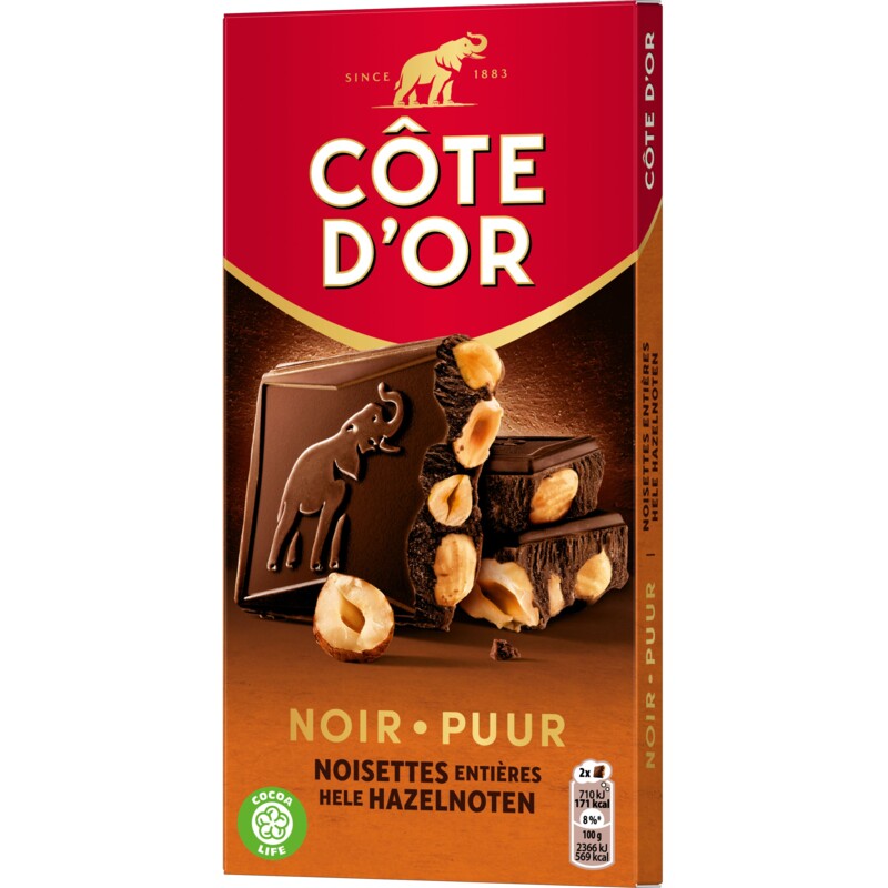Een afbeelding van Côte d'Or Reep puur hele hazelnoot