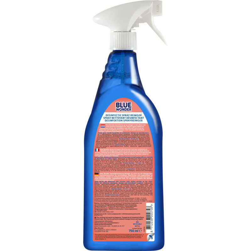 Een afbeelding van Blue Wonder Desinfectie reiniger spray