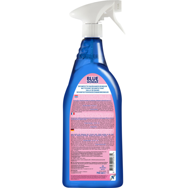 Een afbeelding van Blue Wonder Desinfectie bad & wc spray
