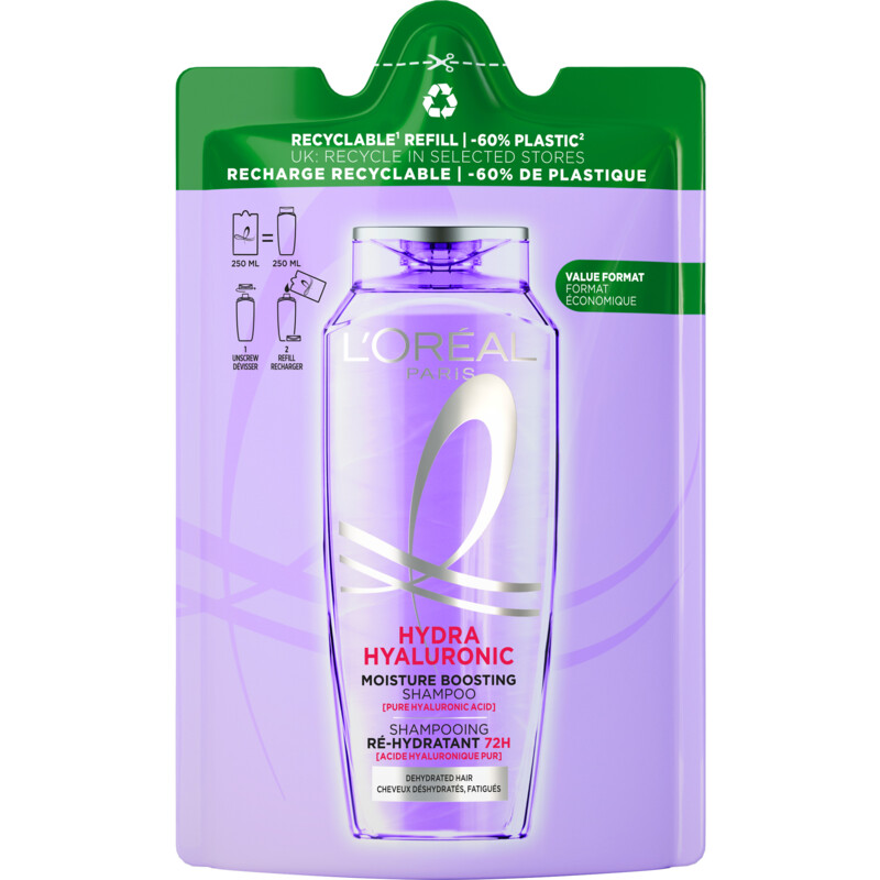 Een afbeelding van L'Oréal Paris Elvive Hydra hyaluronic shampoo refill
