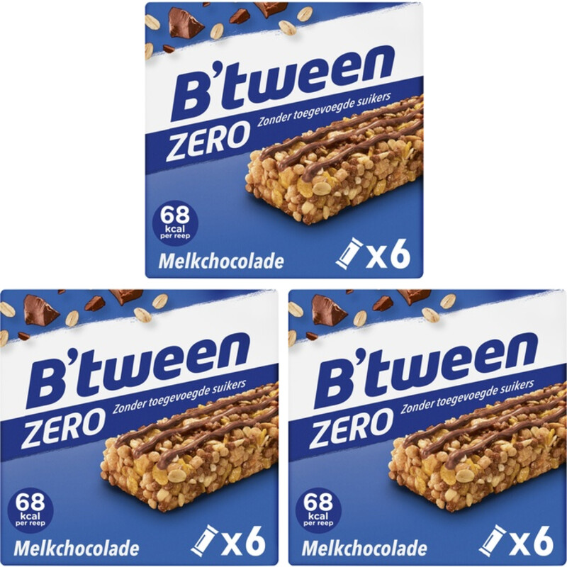 Een afbeelding van Hero B'tween mueslireep zero melkchoc 3-pack